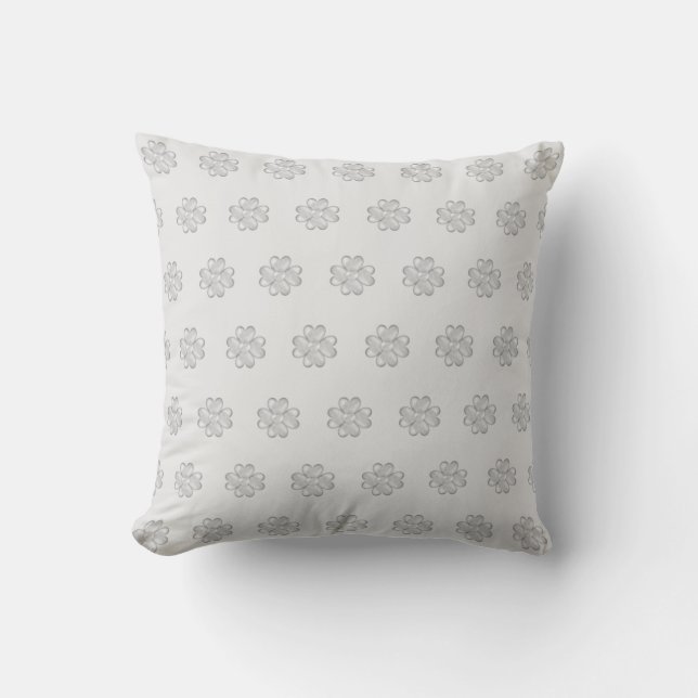 Coussin Motif élégant de trèfle argenté sur gris clair (Recto)