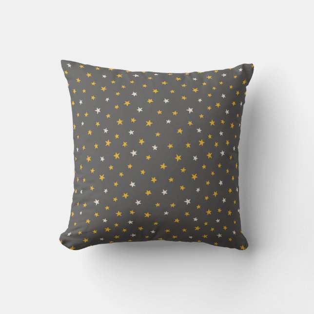Coussin Motif élégant d'étoiles grises jaune blanc  (Recto)