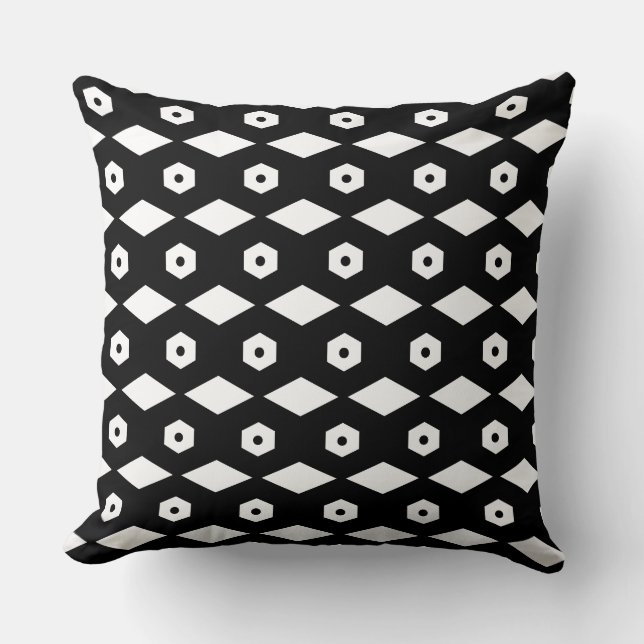 Coussin Motif élégant d'hexagone noir et blanc (Recto)