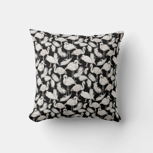 Coussin Motif élégant et stylé aux plumes de cygnes noirs 