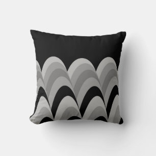 Coussin Motif élégant noir blanc argent gris