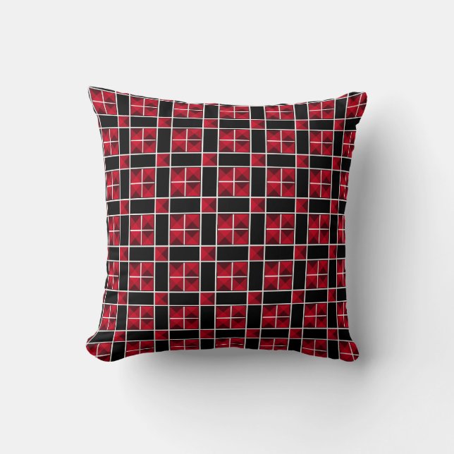 Coussin Motif élégant noir rouge et blanc (Recto)