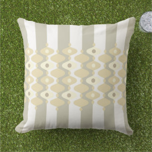 Coussin Motif élégant perles gris beige et rayures