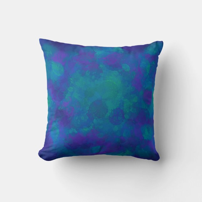 Coussin Motif élégant pourpre d'aquarelle de vert bleu (Recto)