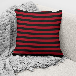 Coussin Motif élégant rayé rouge et noir