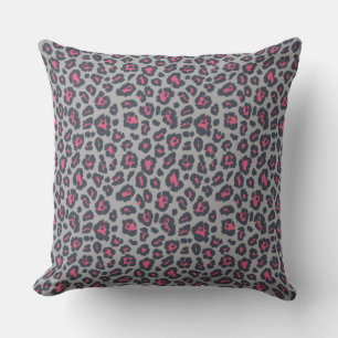 Coussin Motif Empreinte de léopard chic rose chaud