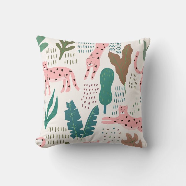 Coussin Motif, empreinte de léopard, vintage. (Recto)