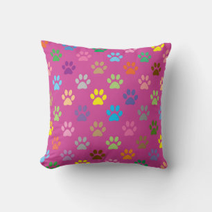 Coussin Motif empreinte de patte coloré