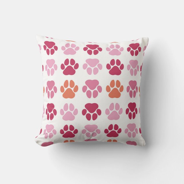 Coussin Motif Empreinte de patte coloré (Recto)