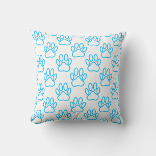 Coussin Motif Empreinte de patte de Blue Neon Dog