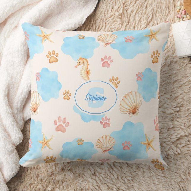 Coussin Motif Empreinte de patte d'inspiration océanique a (Couverture)