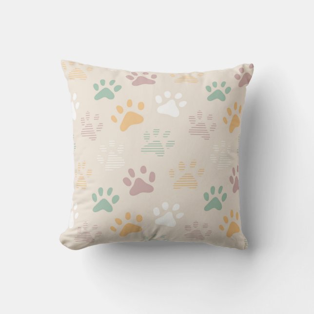 Coussin Motif Empreinte de patte Pastel (Recto)