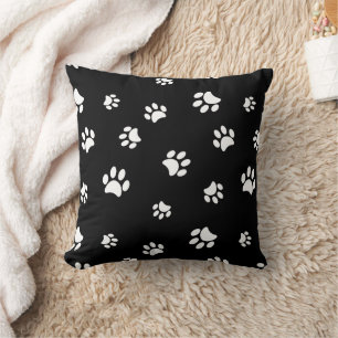 Coussin Motif Empreintes de Pattes Blanches