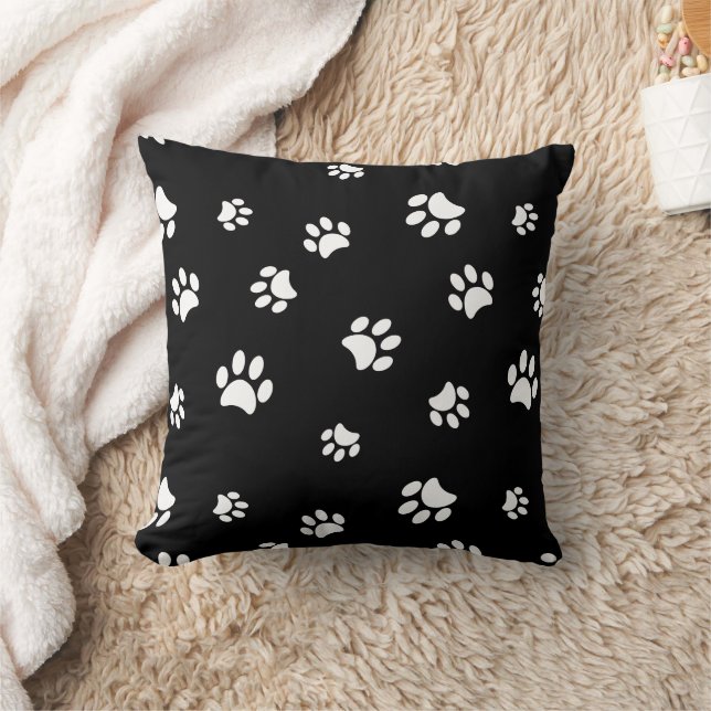 Coussin Motif Empreintes de Pattes Blanches (Couverture)