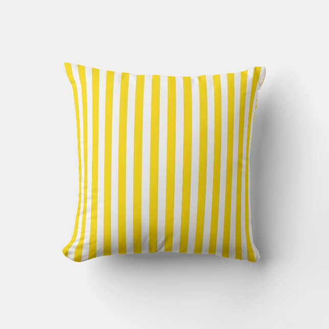 Coussin Motif en bande de transats jaune et blanc (Recto)