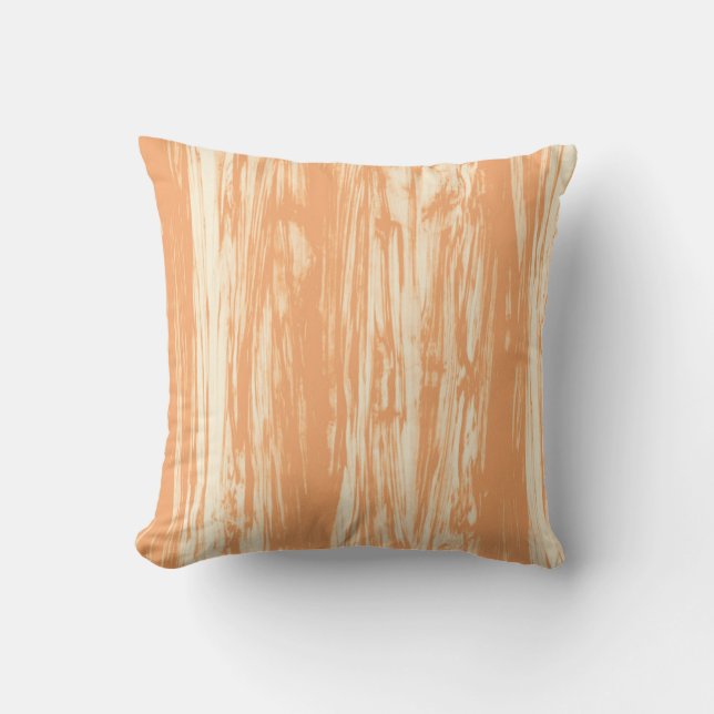 Coussin Motif en bois - orange clair et crème (Recto)