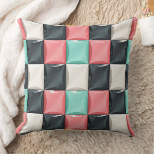 Coussin Motif en carreaux incurvés 3D moderne en Pastel & 