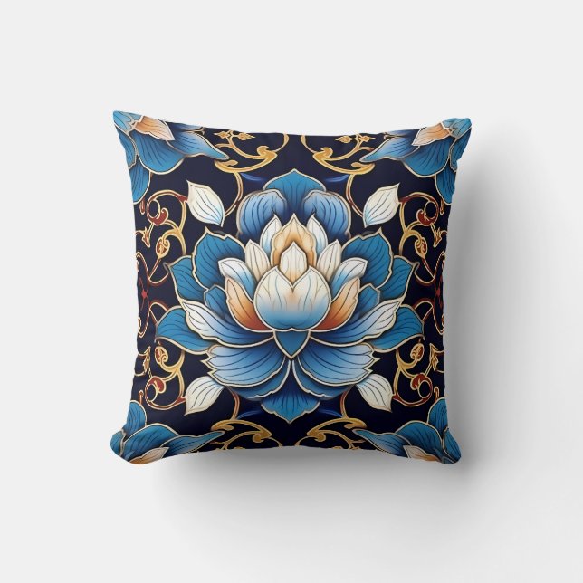 Coussin Motif en Carrelage Bleu (Recto)