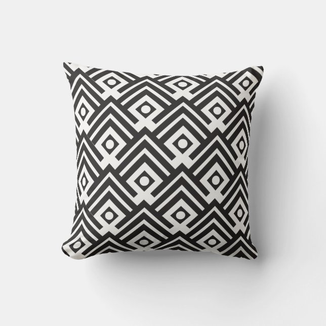 Coussin motif en chevron noir et blanc (Recto)
