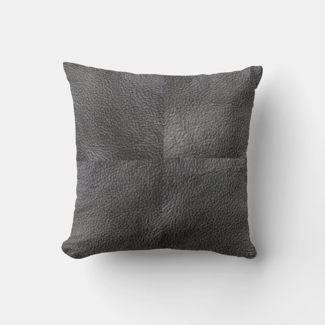 Coussin Motif en cuir gris-foncé frais moderne (Recto)
