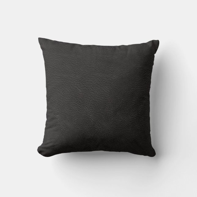 Coussin Motif en cuir noir de texture d'impression (Recto)