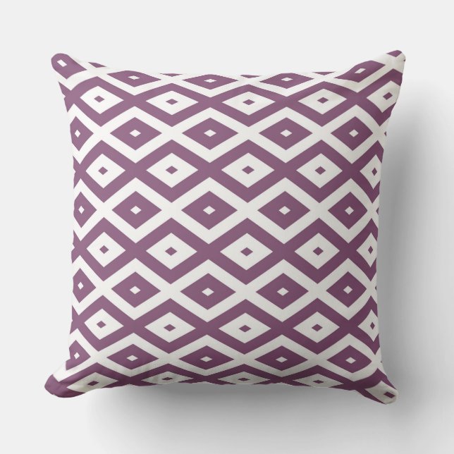 Coussin Motif en diamant blanc et mauve (Recto)