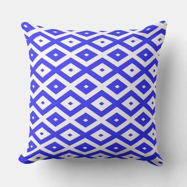 Coussin Motif en diamant bleu et blanc (Recto)