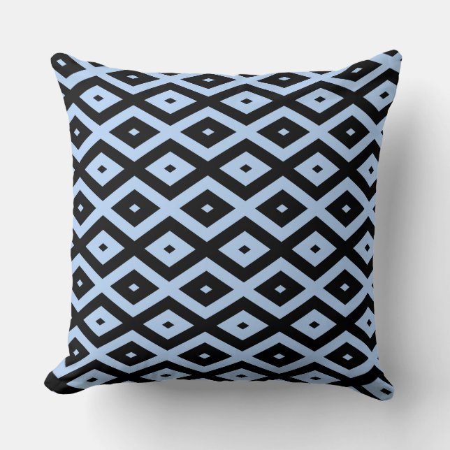 Coussin Motif en diamant bleu pâle et noir (Recto)