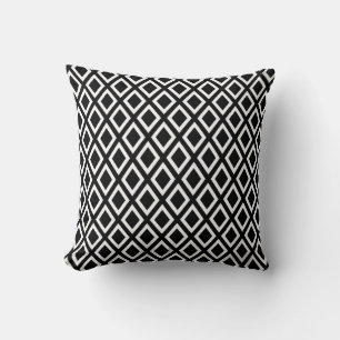 Coussin Motif en diamant géométrique blanc noir