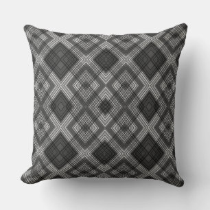 Coussin Motif en diamant géométrique noir et blanc