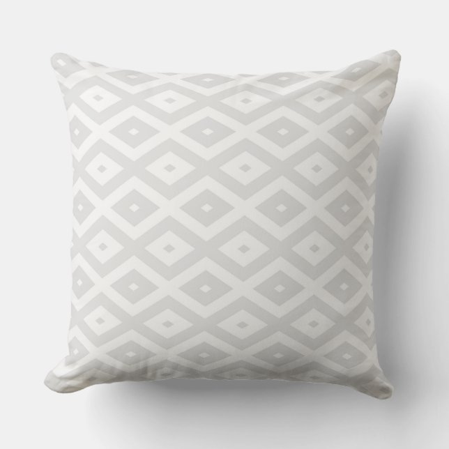 Coussin Motif en diamant gris clair et blanc (Recto)