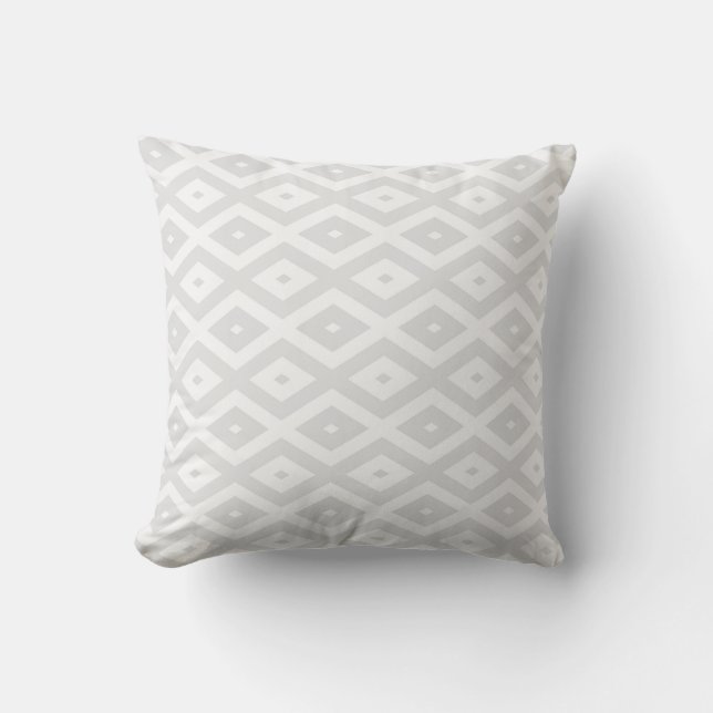 Coussin Motif en diamant gris clair et blanc (Recto)