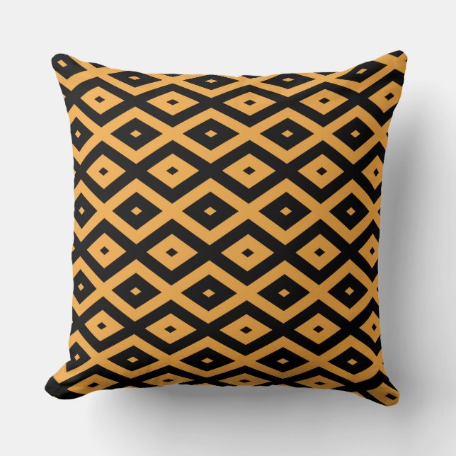 Coussin Motif en diamant jaune et noir (Recto)