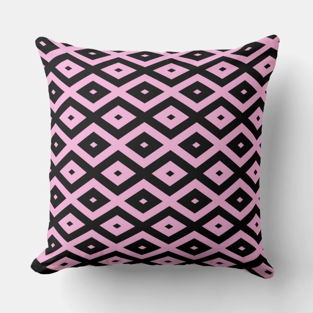 Coussin Motif en diamant rose pâle et noir (Recto)