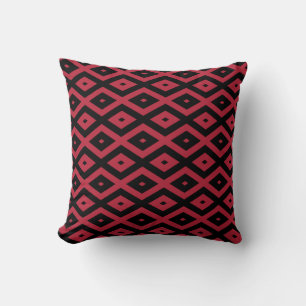 Coussin Motif en diamant rouge et noir