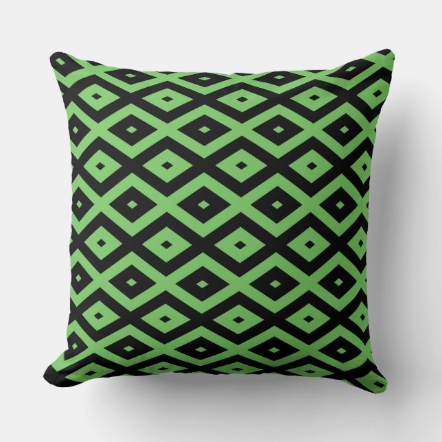 Coussin Motif en diamant vert citron et noir (Recto)