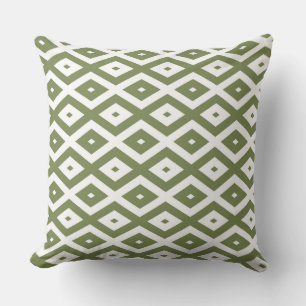 Coussin Motif en diamant vert et blanc