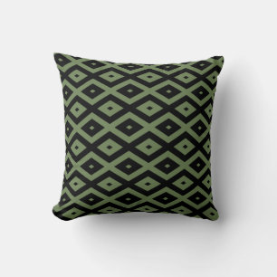 Coussin Motif en diamant vert olive et noir