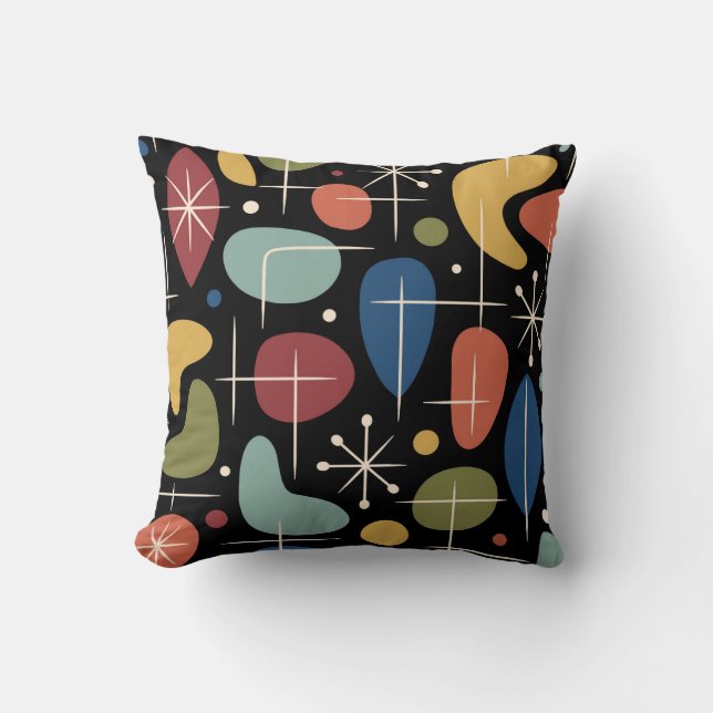 Coussin Motif en étoile éclatée de style Mid Century Moder (Recto)