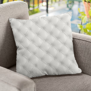 Coussin Motif en faux cuir blanc capitonné