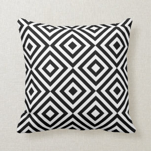 Coussin Motif en forme de diamant noir et blanc