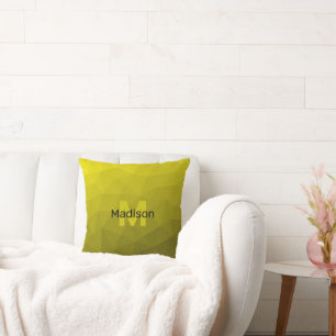 Coussin Motif en maille géométrique gris foncé jaune