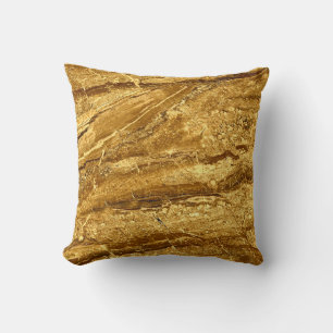 Coussin Motif en marbre d'or naturel