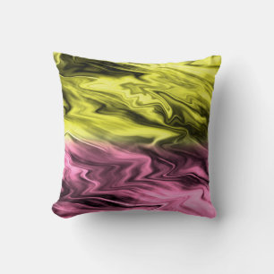 Coussin Motif en marbre rose jaune