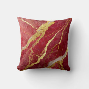 Coussin Motif en marbre rouge avec or