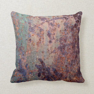 Coussin Motif en métal rouillé bleu Grunge