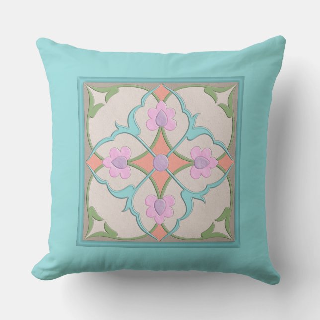 Coussin Motif en mosaïque afghani dans Pastel Colors v2 (Recto)