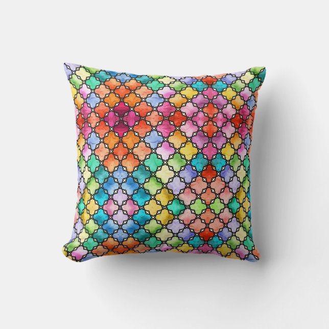 Coussin Motif en mosaïque arc-en-ciel (Recto)