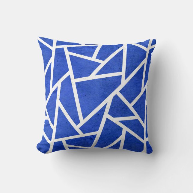 Coussin Motif en mosaïque bleue et blanche (Recto)