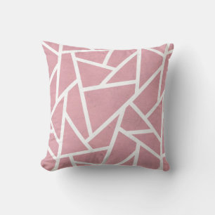 Coussin Motif en mosaïque corail et blanc